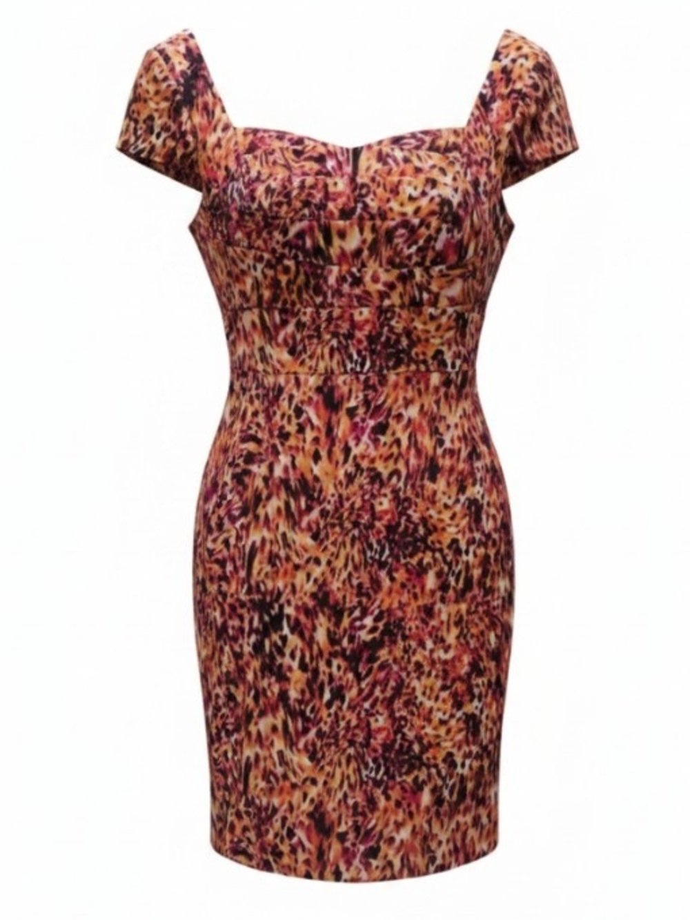 Sangria Women's Fitted Leopard-Print Cap-Sleeve Dress in Multi-Color Size 10